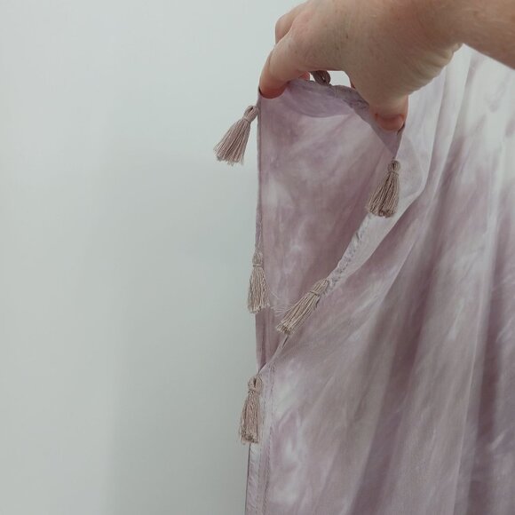 Surf Gypsy Purple White Tie Dye Cover Up With Tassels Small Kaftan Topper - Picture 7 of 11